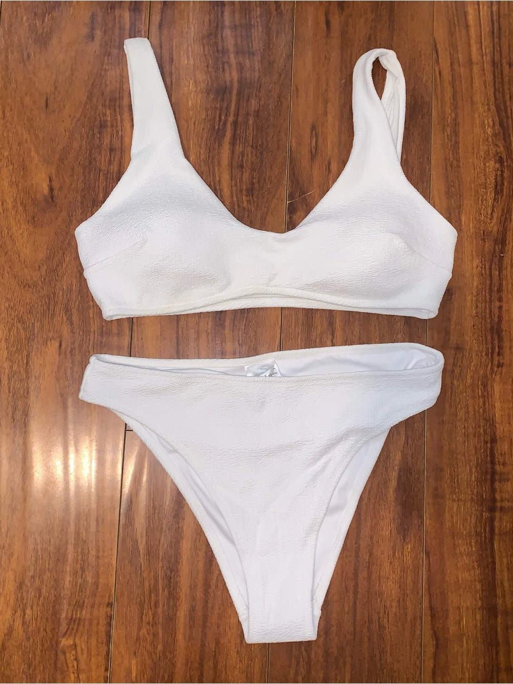 NWT H&M White Textured Two Piece Swim Set!